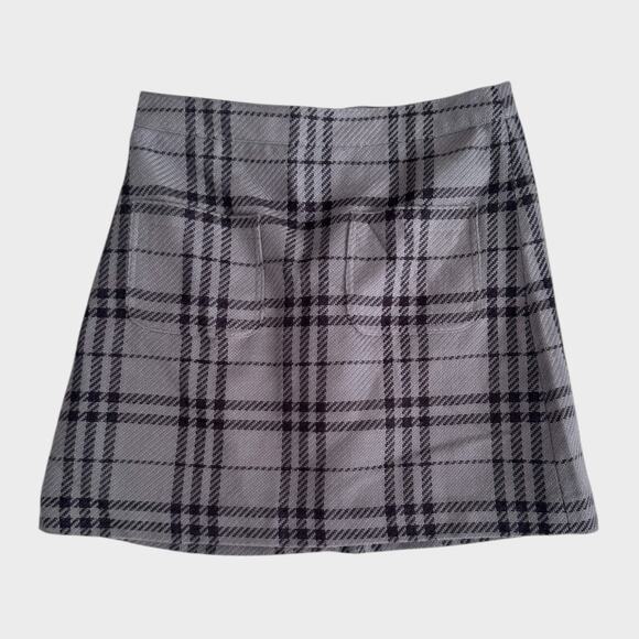 J. Crew Factory Size 6 Gray Plaid Back Zip Flannel Skirt Acrylic Polyester - Picture 1 of 11